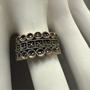 Judith Jack 925 Sterling Silver Wide Band Ring Size 7